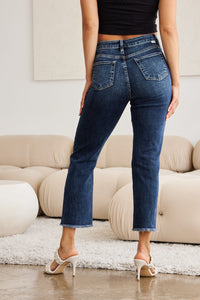 RFM Crop Dylan Full Size Tummy Control Distressed High Waist Raw Hem Jeans - Mack and Mav Boutique