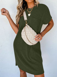 Round Neck Short Sleeve Mini Dress - Mack and Mav Boutique