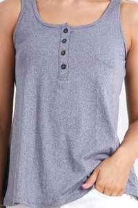 Ninexis Square Neck Half Button Tank - Mack and Mav Boutique