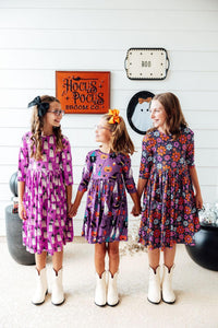Haunted Garden 3/4 Sleeve Pocket Twirl Dress