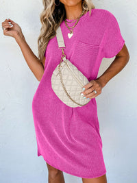 Round Neck Short Sleeve Mini Dress - Mack and Mav Boutique
