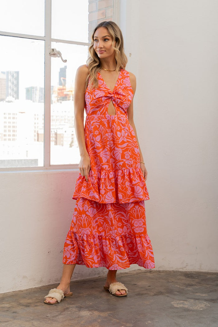 Sew In Love Full Size Floral Ruffled Maxi Sleeveless Dress - Mack and Mav Boutique