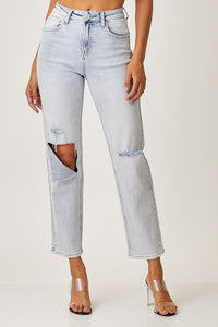 RISEN High Rise Distressed Relaxed Jeans - Mack and Mav Boutique
