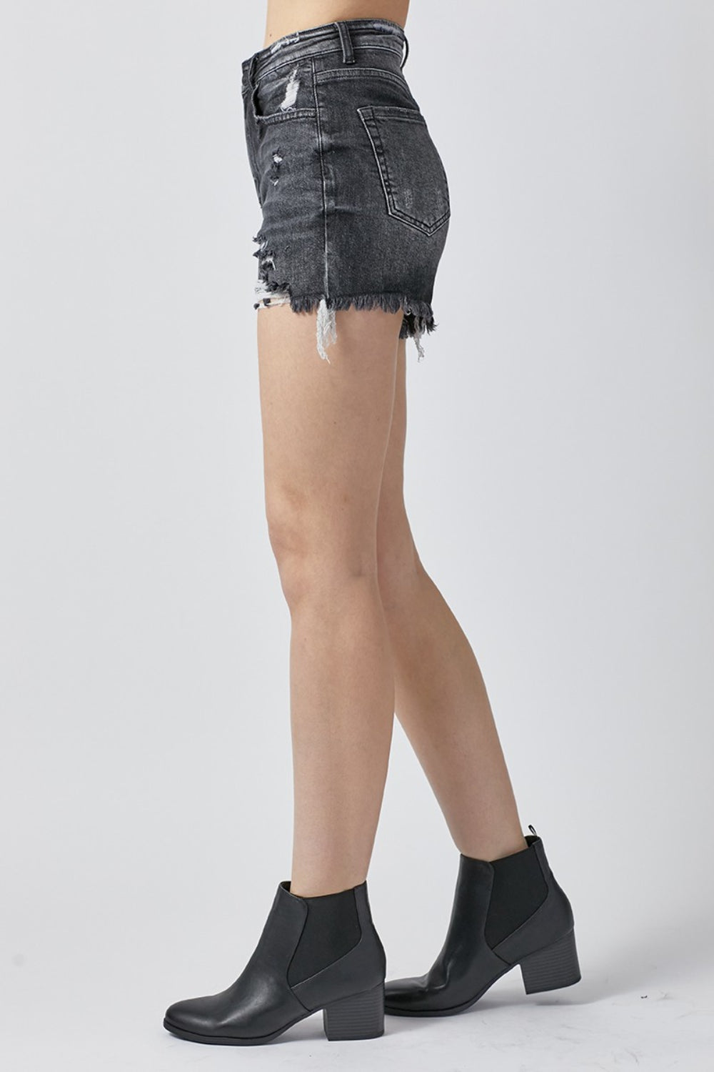 RISEN Full Size High Rise Distressed Denim Shorts - Mack and Mav Boutique