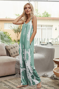 Tie-Dye Spaghetti Strap Jumpsuit with Pockets - Mack and Mav Boutique