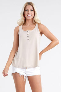 Ninexis Square Neck Half Button Tank - Mack and Mav Boutique
