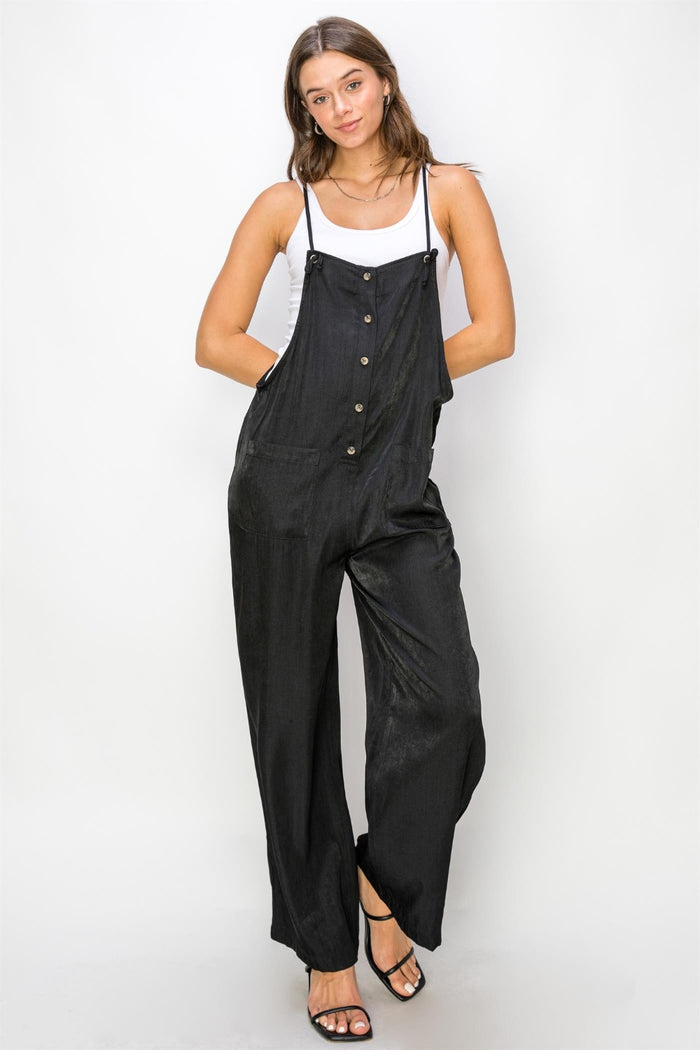 HYFVE Half Button Sleeveless Straight Jumpsuit - Mack and Mav Boutique
