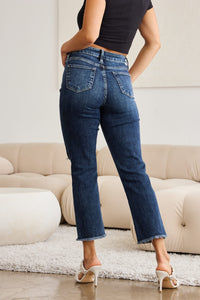 RFM Crop Dylan Full Size Tummy Control Distressed High Waist Raw Hem Jeans - Mack and Mav Boutique