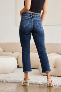 RFM Crop Dylan Full Size Tummy Control Distressed High Waist Raw Hem Jeans - Mack and Mav Boutique