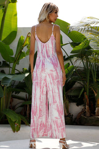Tie-Dye Spaghetti Strap Jumpsuit with Pockets - Mack and Mav Boutique