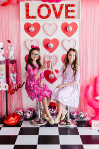 Happy Heart Day 3/4 Sleeve Pocket Twirl Dress