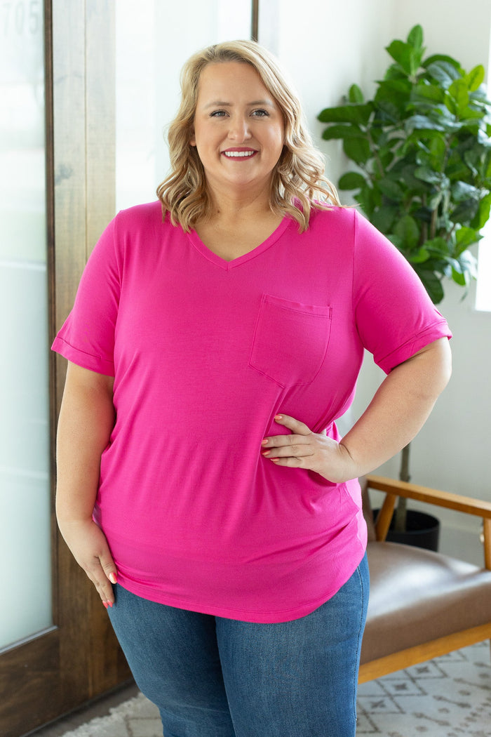 IN STOCK Sophie Pocket Tee - Hot Pink - Mack and Mav Boutique