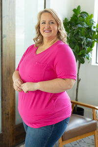 IN STOCK Sophie Pocket Tee - Hot Pink - Mack and Mav Boutique