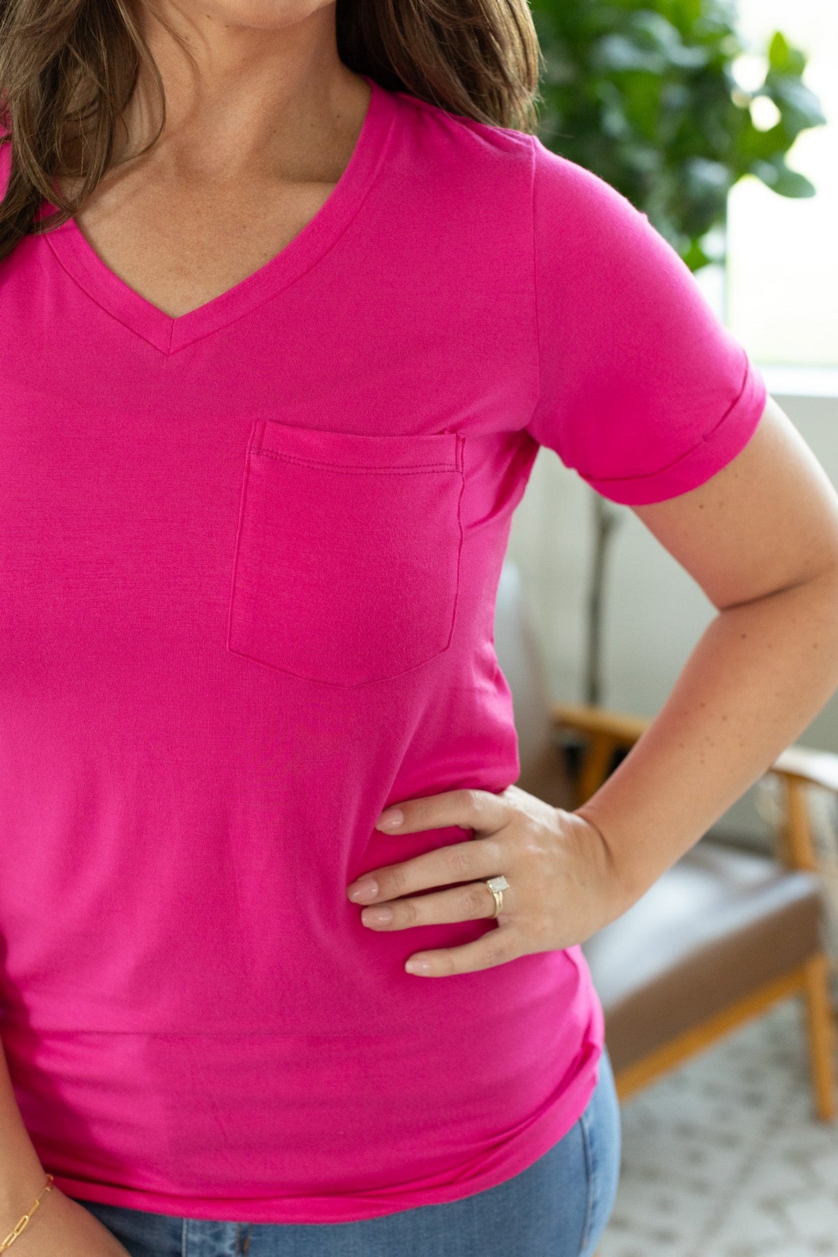 IN STOCK Sophie Pocket Tee - Hot Pink - Mack and Mav Boutique
