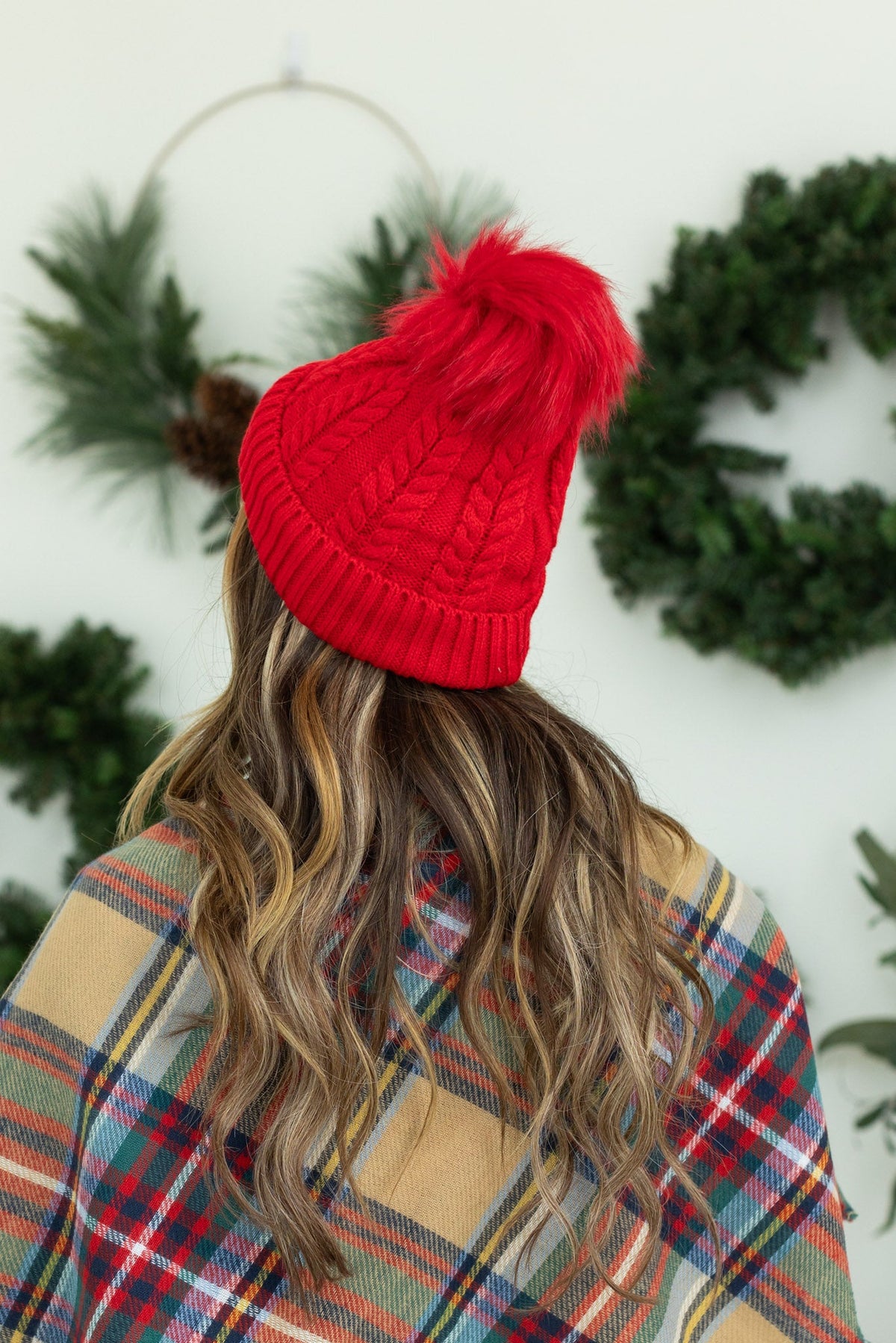 IN STOCK Bella Braid Beanie - Red - Mack and Mav Boutique