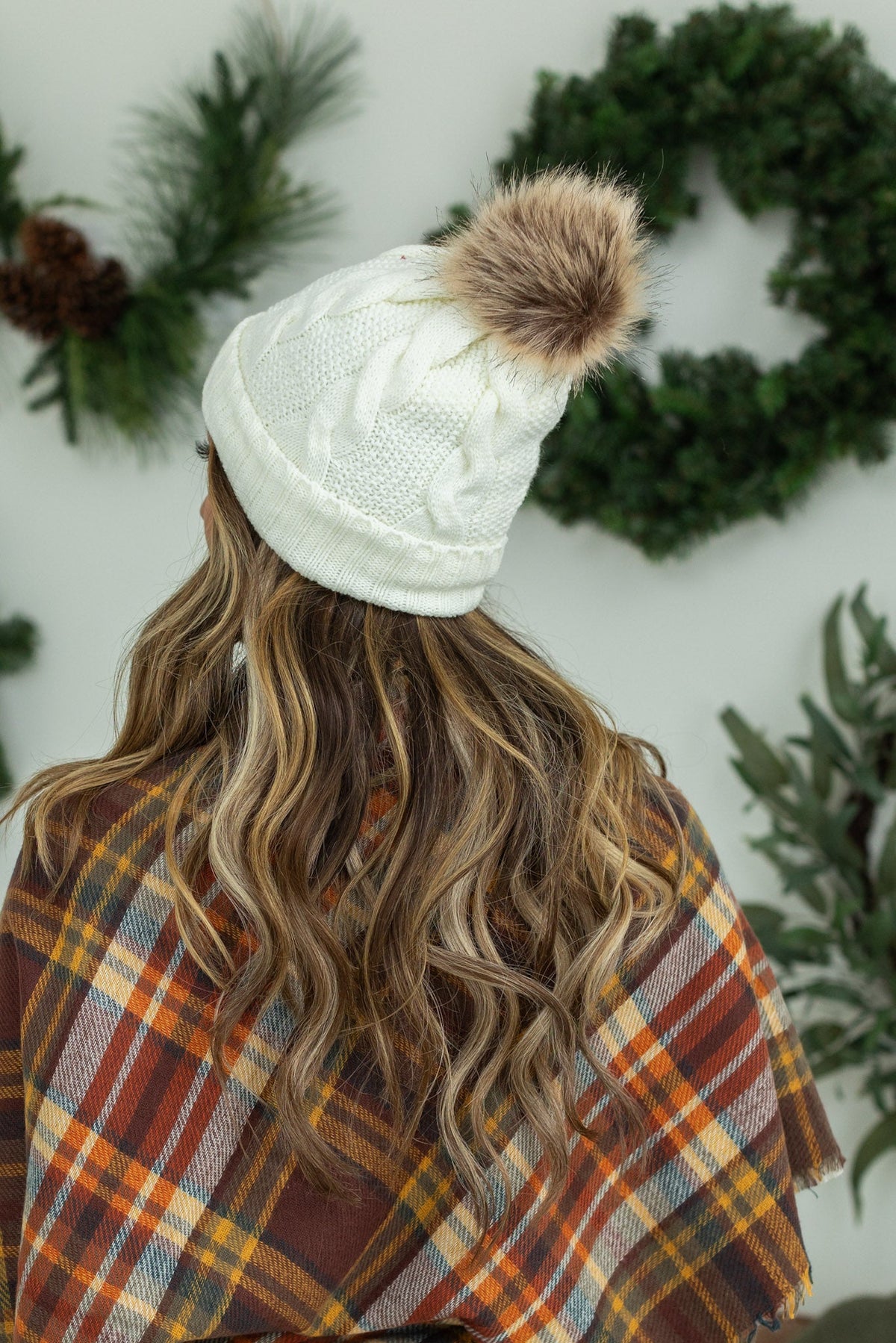 IN STOCK Carly Cable Knit Beanie - Ivory - Mack and Mav Boutique