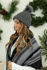 IN STOCK Morgan Micro Braid Beanie - Charcoal - Mack and Mav Boutique