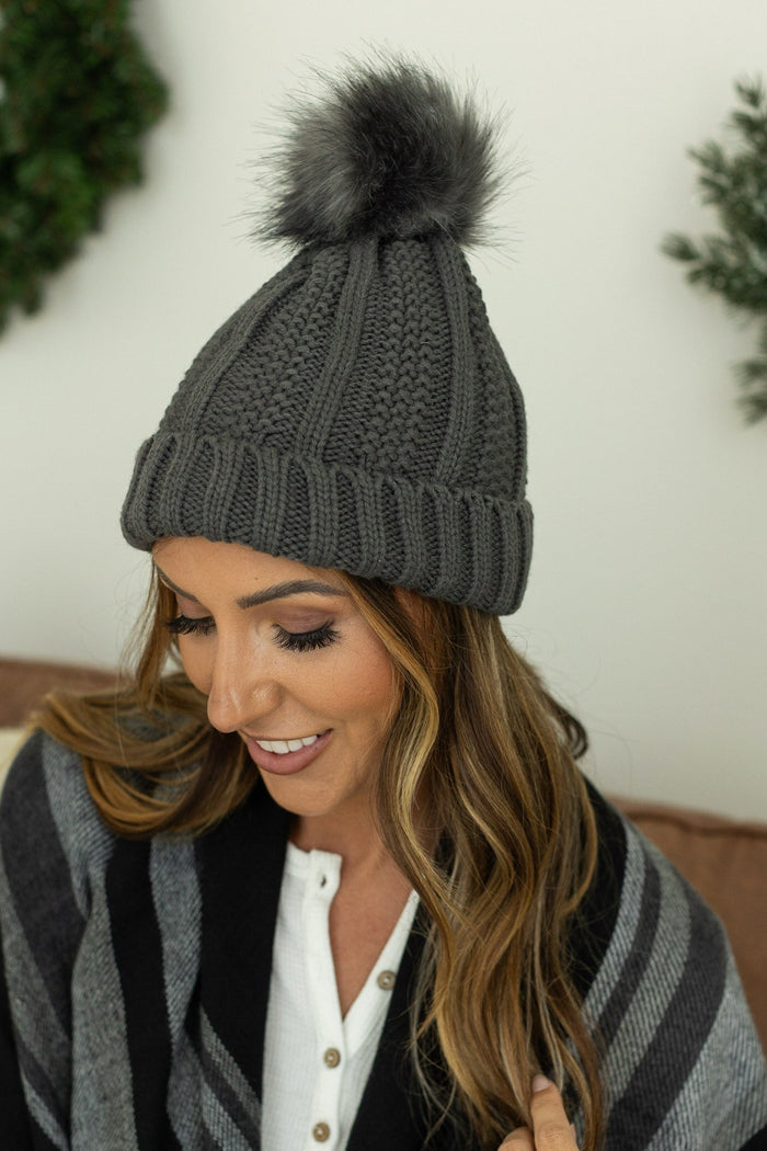 IN STOCK Morgan Micro Braid Beanie - Charcoal - Mack and Mav Boutique