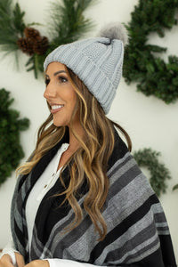 IN STOCK Morgan Micro Braid Beanie - Grey - Mack and Mav Boutique