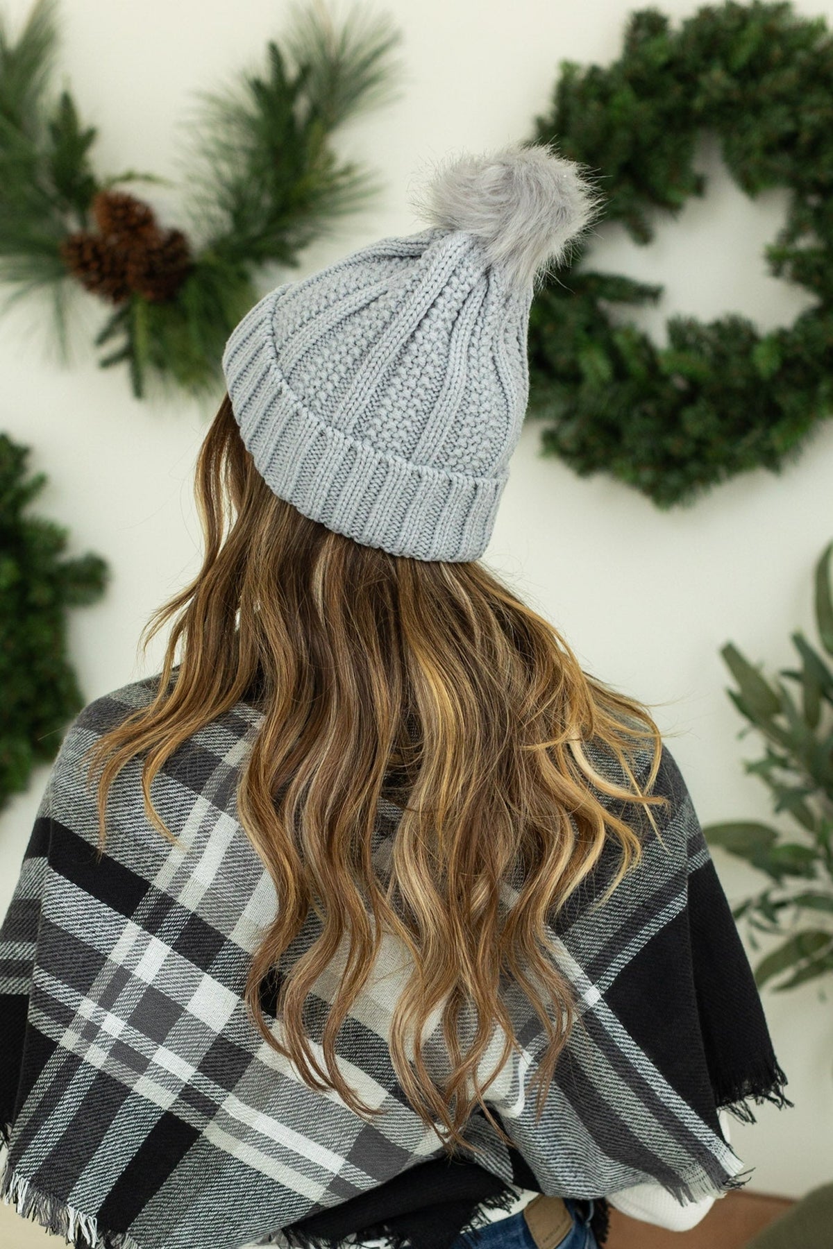 IN STOCK Morgan Micro Braid Beanie - Grey - Mack and Mav Boutique