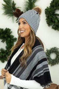IN STOCK Carly Cable Knit Beanie - Gray - Mack and Mav Boutique