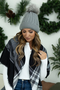 IN STOCK Bella Braid Beanie - Grey - Mack and Mav Boutique