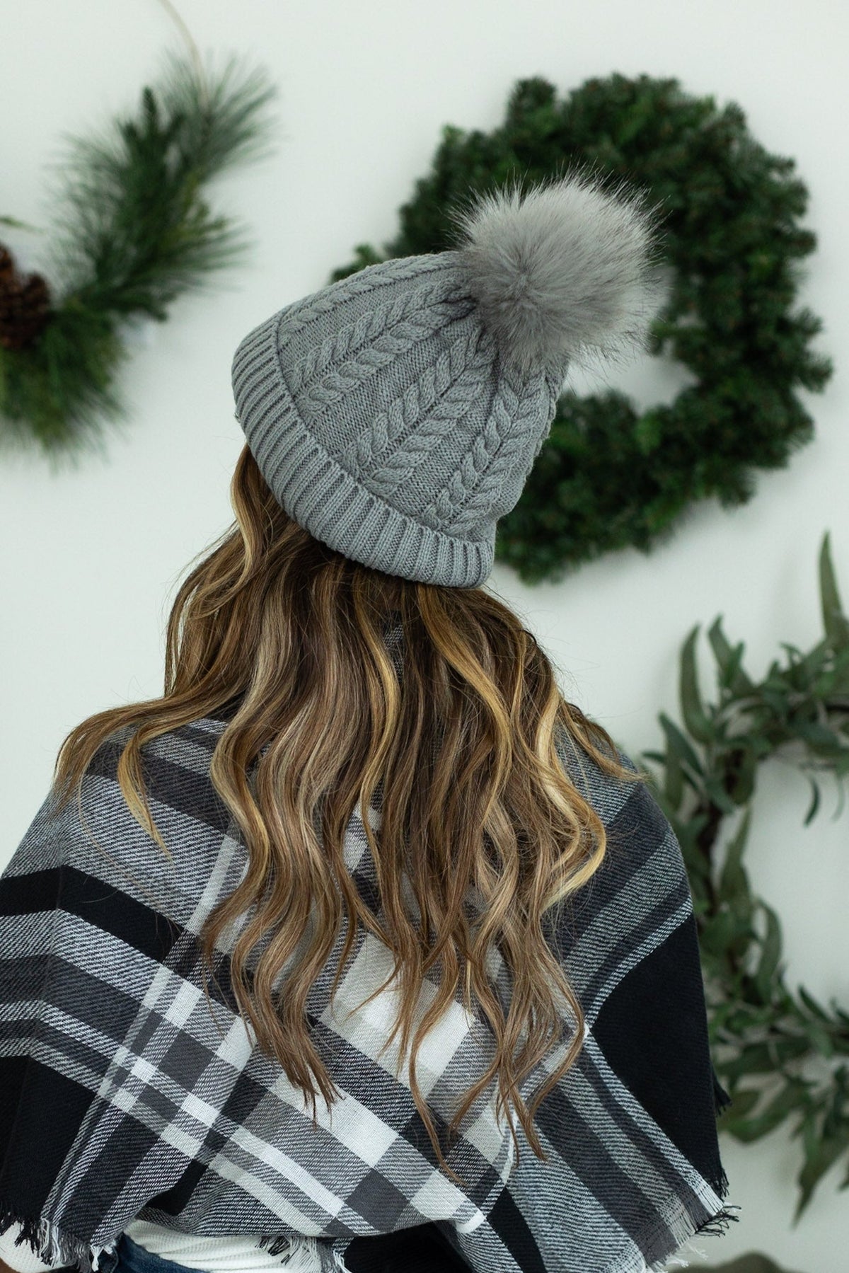 IN STOCK Bella Braid Beanie - Grey - Mack and Mav Boutique