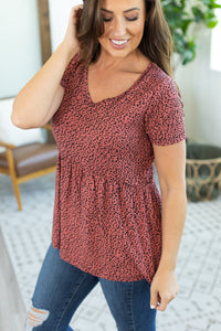 IN STOCK Sarah Ruffle Top - Red Leopard - Mack and Mav Boutique