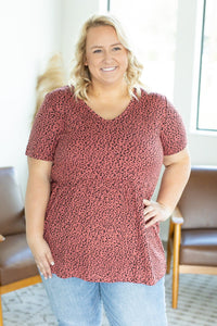 IN STOCK Sarah Ruffle Top - Red Leopard - Mack and Mav Boutique
