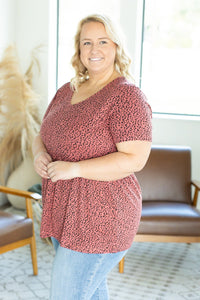 IN STOCK Sarah Ruffle Top - Red Leopard - Mack and Mav Boutique