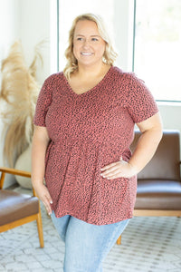 IN STOCK Sarah Ruffle Top - Red Leopard - Mack and Mav Boutique
