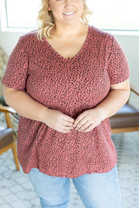 IN STOCK Sarah Ruffle Top - Red Leopard - Mack and Mav Boutique
