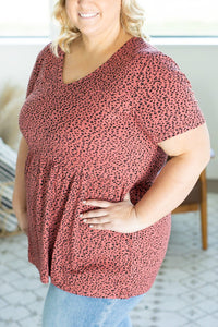 IN STOCK Sarah Ruffle Top - Red Leopard - Mack and Mav Boutique