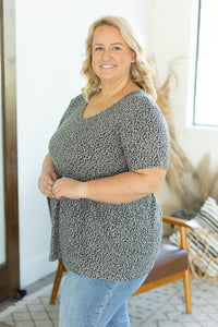 IN STOCK Sarah Ruffle Top - Grey Leopard - Mack and Mav Boutique