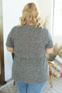 IN STOCK Sarah Ruffle Top - Grey Leopard - Mack and Mav Boutique