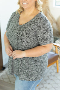 IN STOCK Sarah Ruffle Top - Grey Leopard - Mack and Mav Boutique