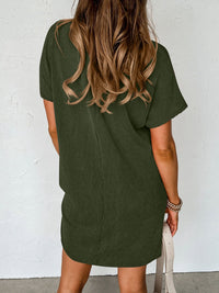 Round Neck Short Sleeve Mini Dress - Mack and Mav Boutique