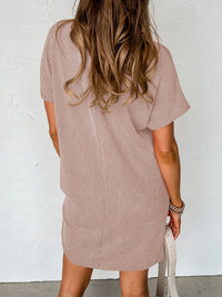 Round Neck Short Sleeve Mini Dress - Mack and Mav Boutique