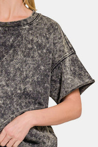 Zenana Rolled Round Neck Short Sleeve T-Shirt - Mack and Mav Boutique