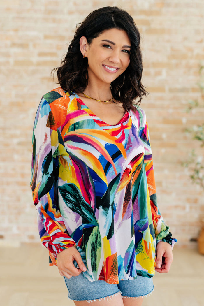 All Over The World Scoop Neck Blouse - Mack and Mav Boutique