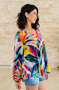All Over The World Scoop Neck Blouse - Mack and Mav Boutique