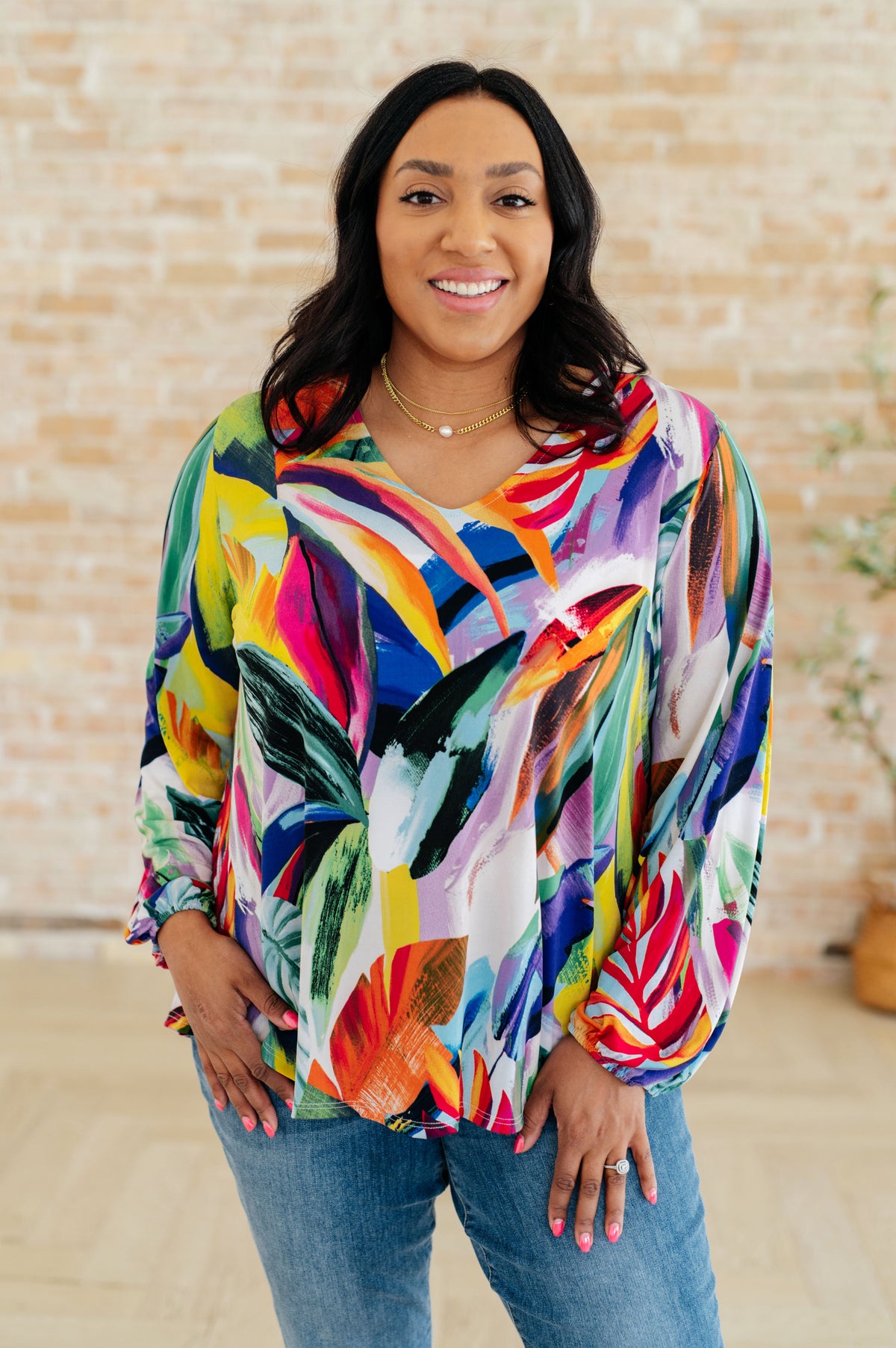 All Over The World Scoop Neck Blouse - Mack and Mav Boutique