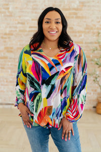 All Over The World Scoop Neck Blouse - Mack and Mav Boutique