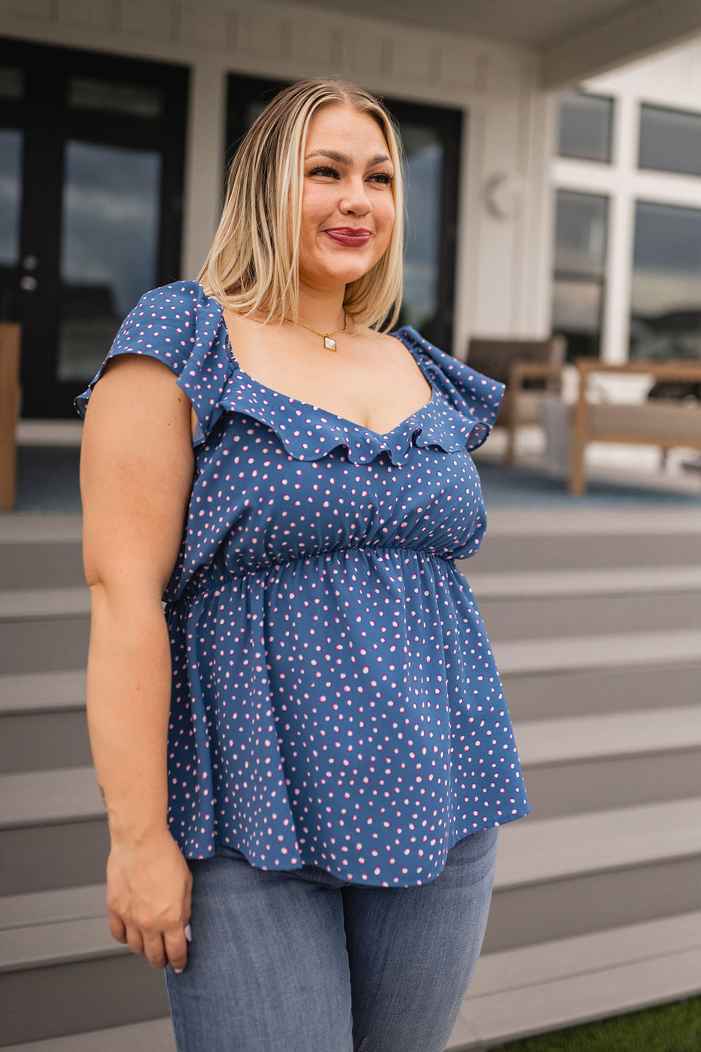 Connect the Dots Peplum Blouse - Mack and Mav Boutique
