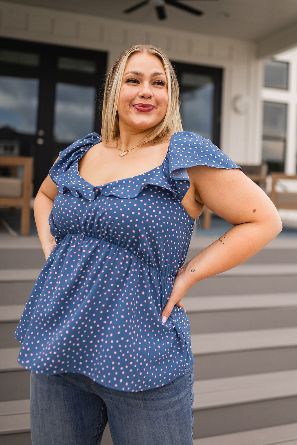 Connect the Dots Peplum Blouse - Mack and Mav Boutique