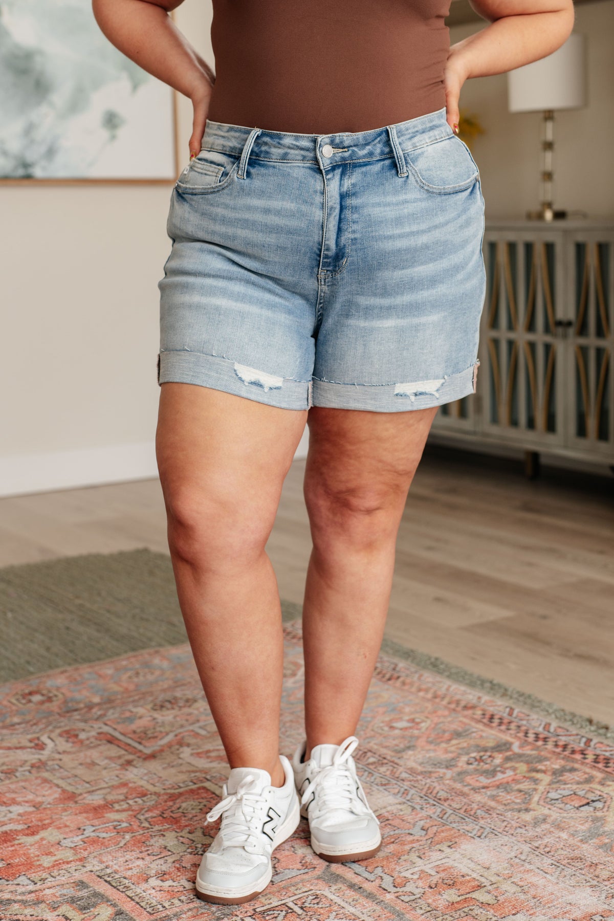 Darlene High Rise Distressed Cuffed Cutoff Shorts - Mack and Mav Boutique