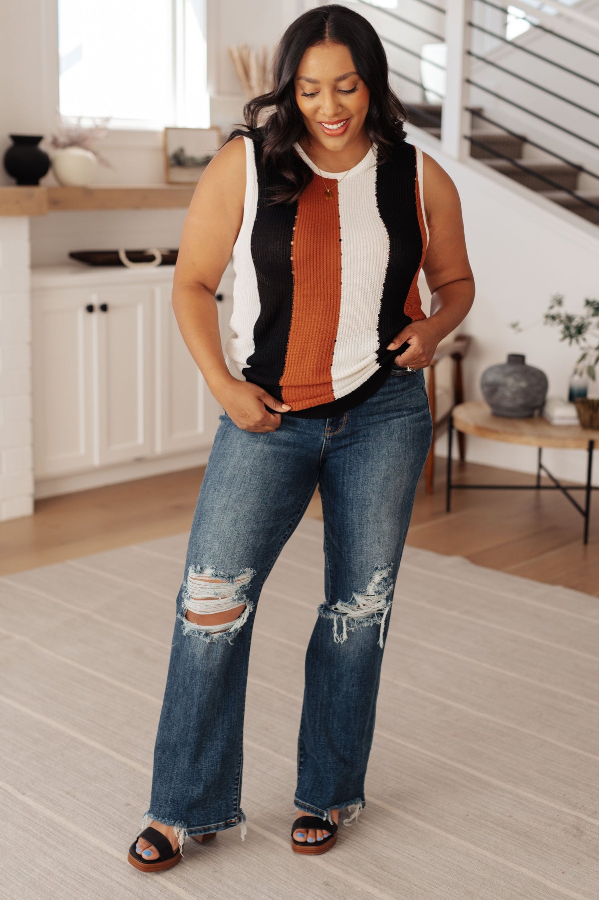 Decidedly Undecided Knit Striped Tank - Mack and Mav Boutique