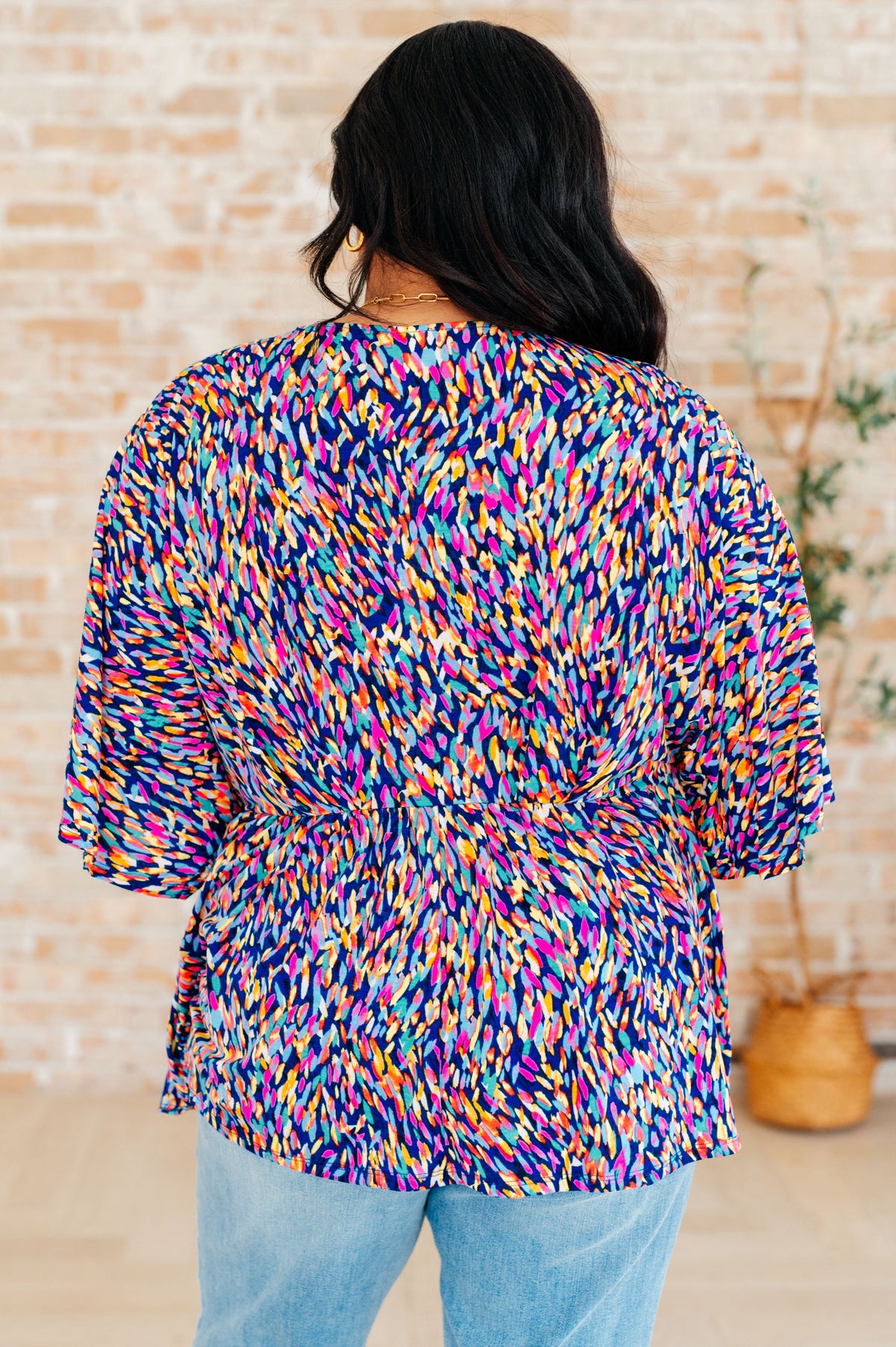 Dreamer Peplum Top in Painted Royal Multi - Mack and Mav Boutique