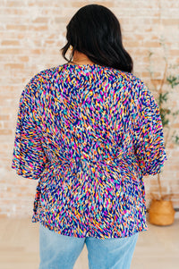 Dreamer Peplum Top in Painted Royal Multi - Mack and Mav Boutique