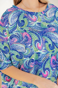 Essential Blouse in Painted Blue Mix - Mack and Mav Boutique